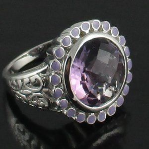 Sima K 6.55ct Pink Amethyst & Purple Enamel Ring